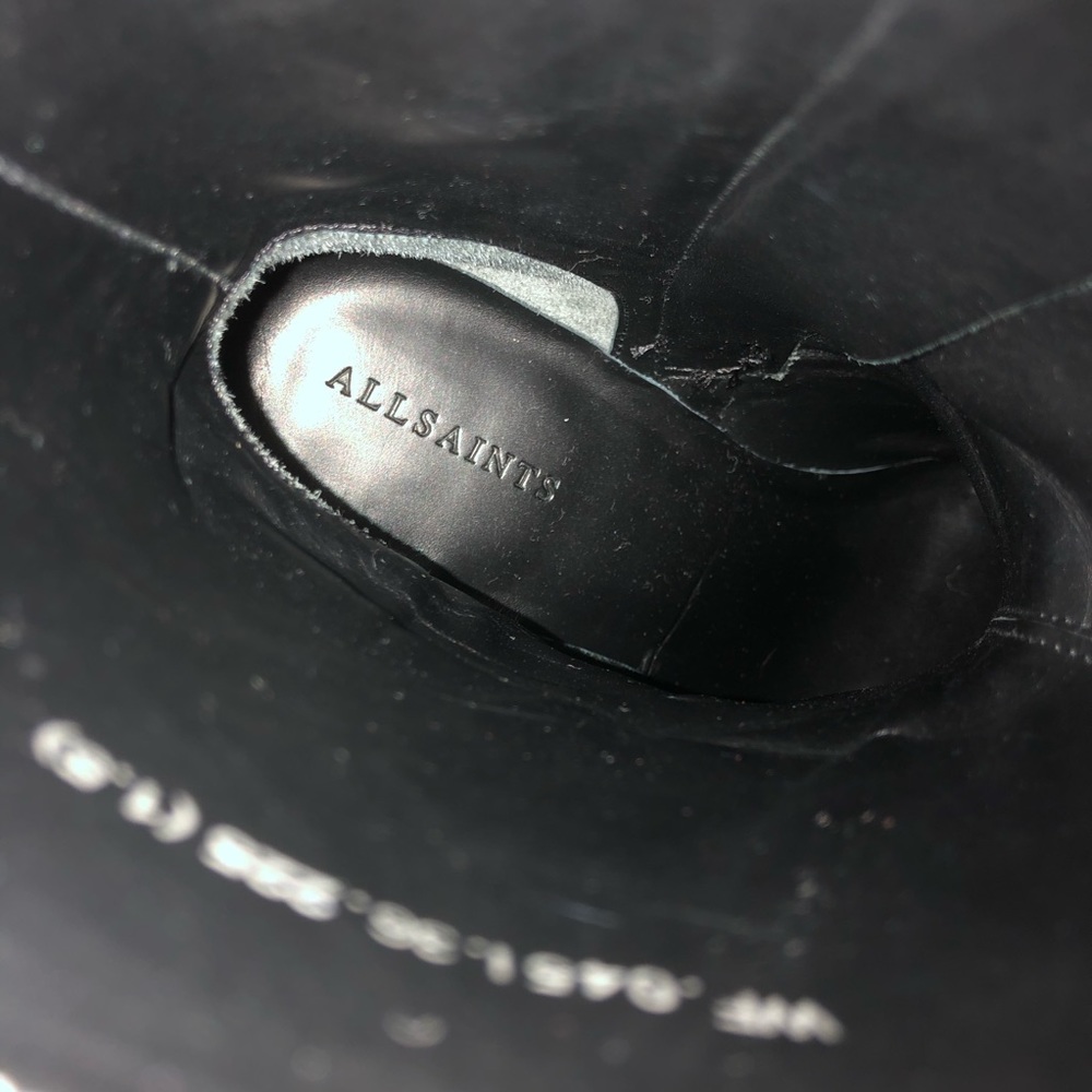Allsaints black 100% leather boots low block heel - Picture 5 of 8